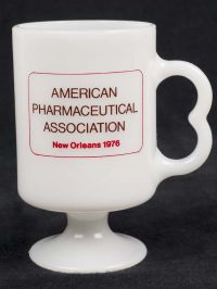 American Pharmaceutical Assoc. New Orleans 76 Novafed Milk Glass Coffee Mug